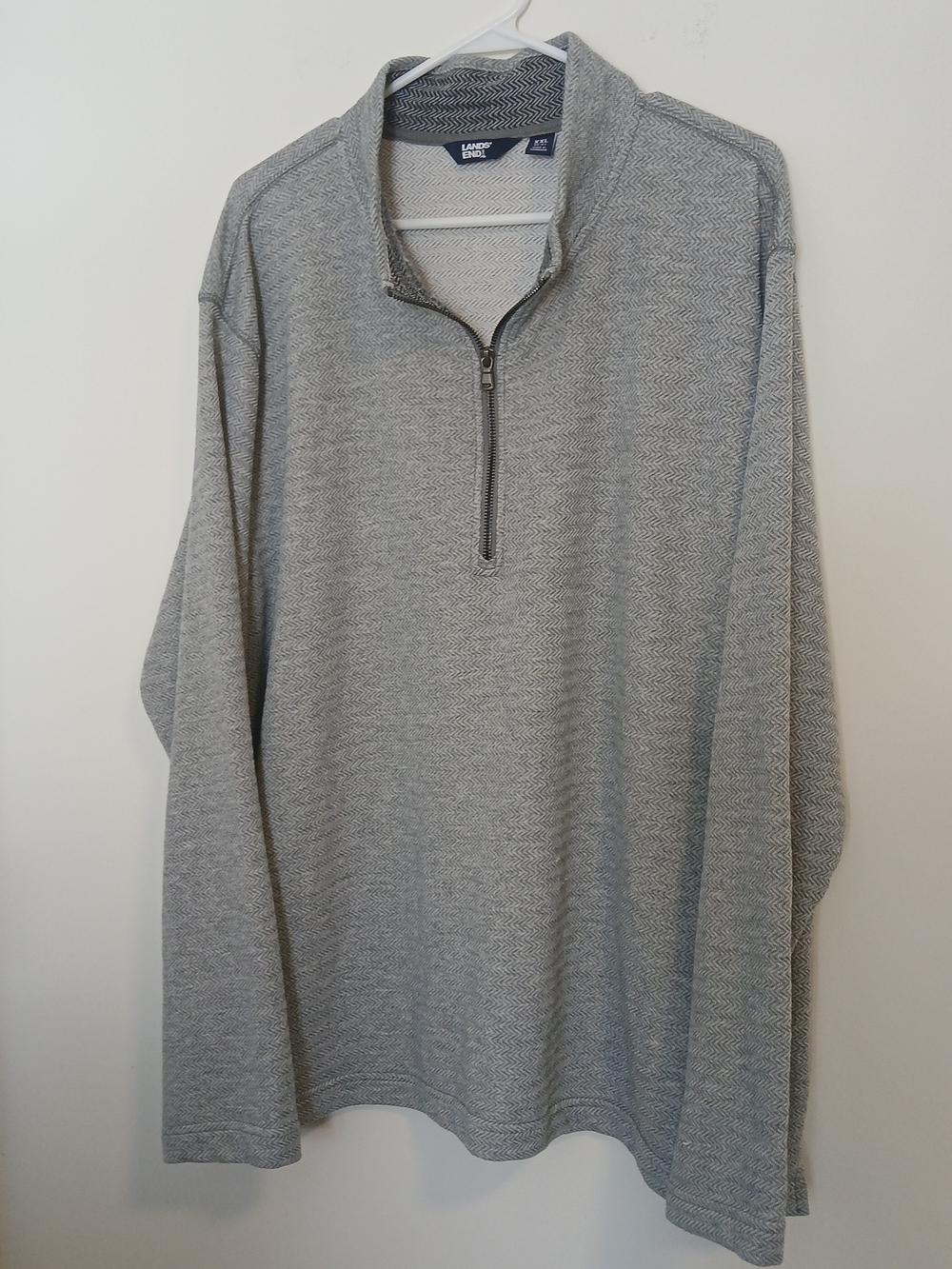 Lands' End Men's Light Gray Quarter-Zip Golf Pullover